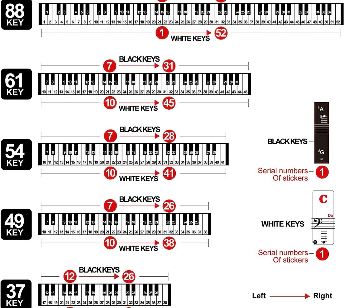 Piano Keys Chart 61 Keys