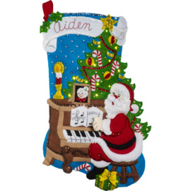 Bucilla ® Seasonal - Felt - Stocking Kits - Santa at the Piano with Lights